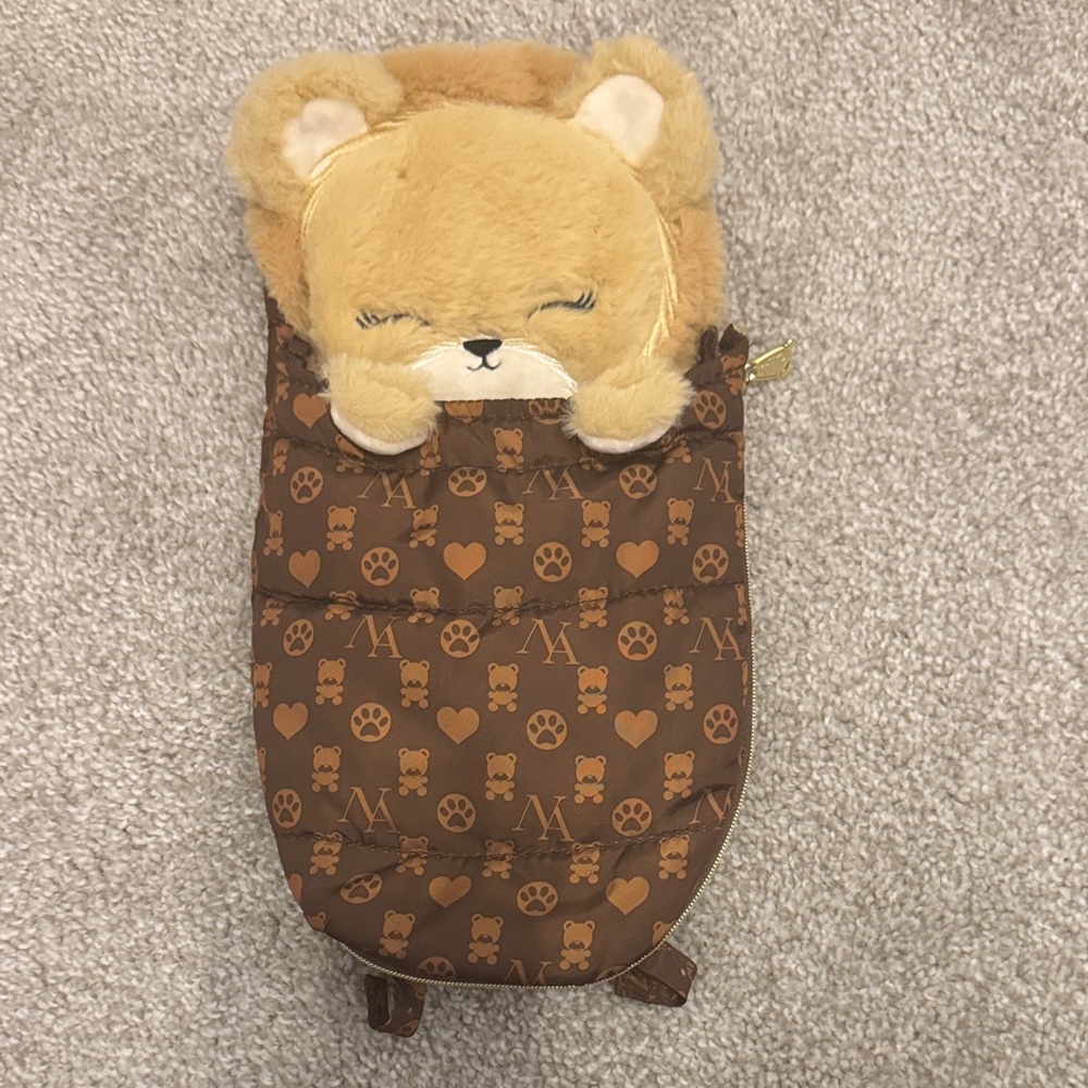 Na Na Na Surprise Soft Plush Tan Brown Teddy Bear Diaper Wipes Bag 13 x 7"